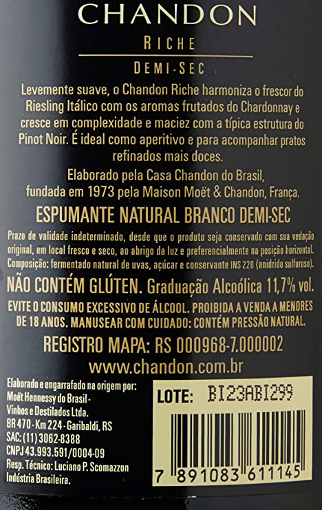 Espumante Chandon Demi Sec 750 ML