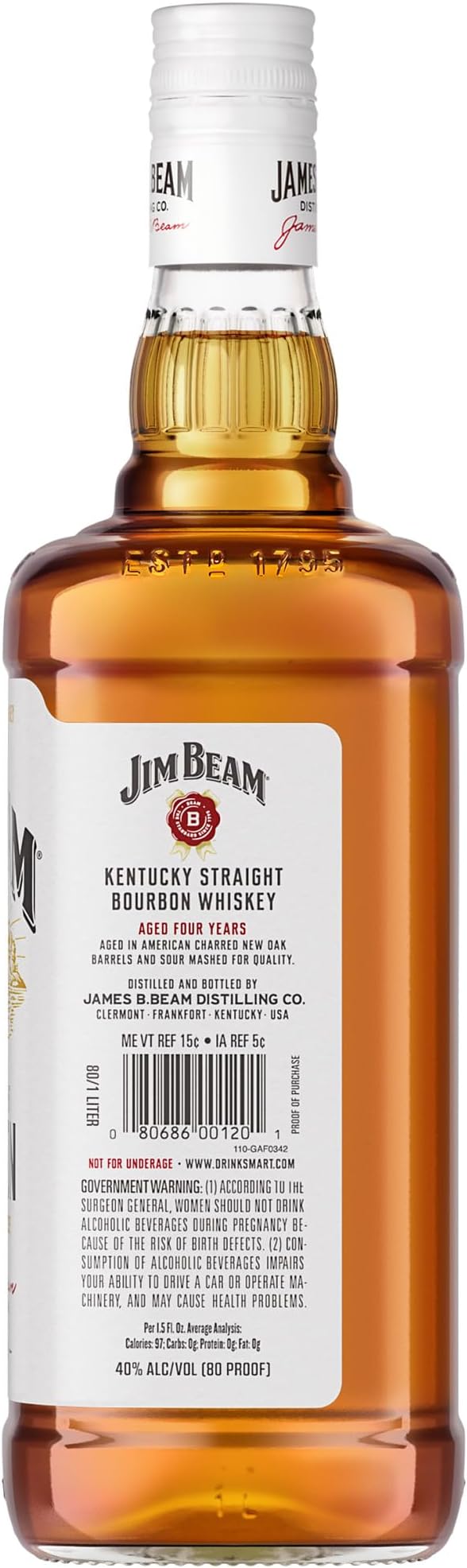 Whisky Jim Beam White, Bourbon, 1L