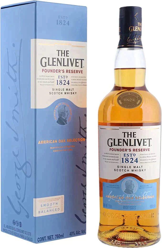 The Glenlivet Founder's Reserve Whisky Single Malt Escocês, Dourado, 750 ml